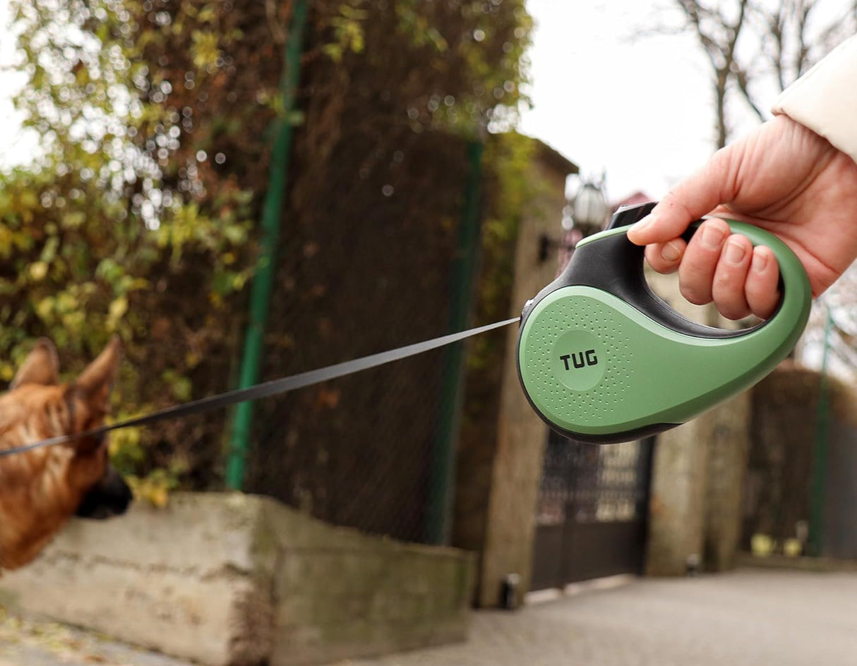 Correa retráctil 360º para perros de 16 pies, Verde TUG