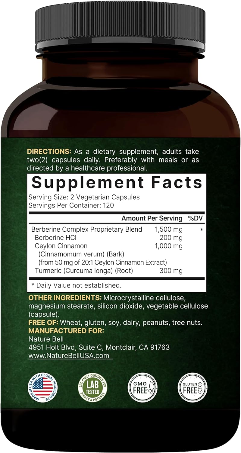 Suplemento de Berberina con Canela de Ceilán y Raíz de Cúrcuma