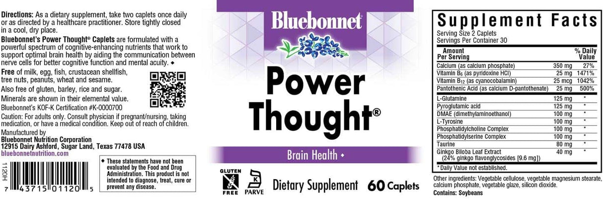 Suplemento BlueBonnet Power Thought, 60 unidades