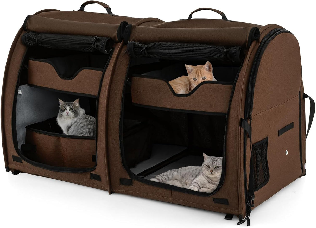 Transportín para gatos PETSITE, 40 pulgadas, doble compartimento