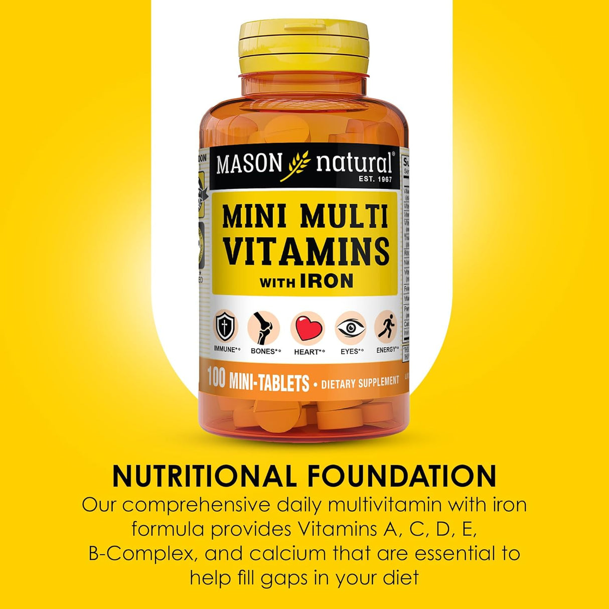 Vitaminas Mini Multi diarias MASON NATURAL con Hierro, 3-Pack