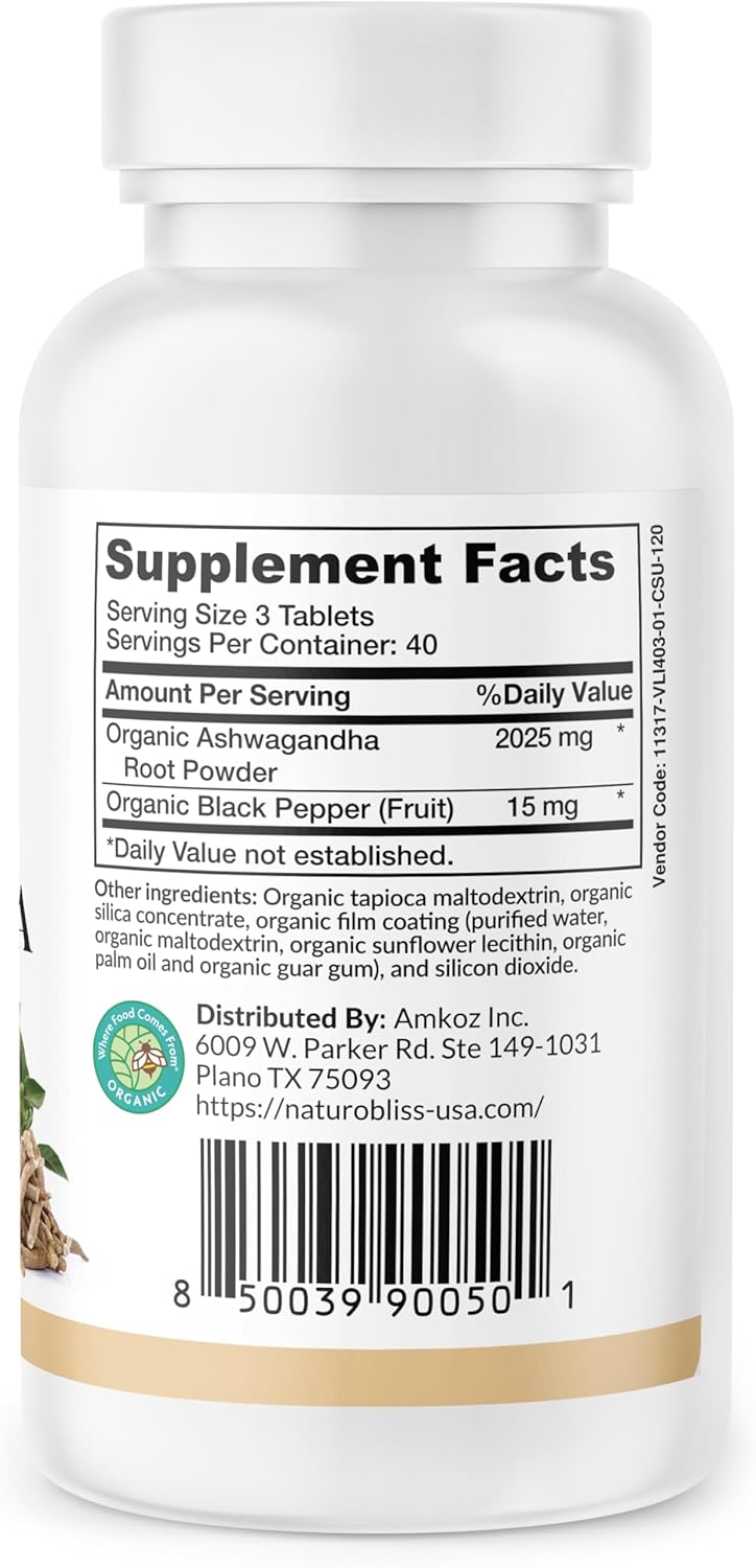Suplementos de Ashwagandha NaturoBliss 2025mg 120 Tabletas