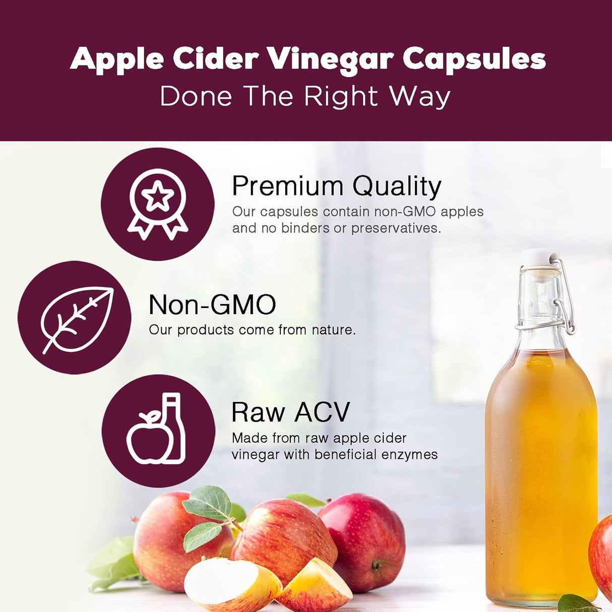 Suplementos Alimenticios Cápsulas de vinagre de sidra