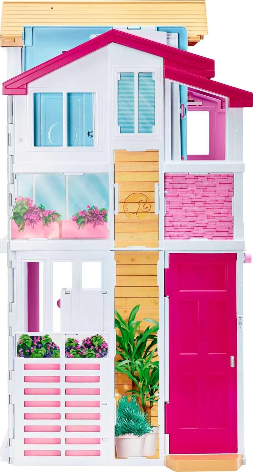Casa de muñecas Barbie 3 pisos con elevador, accesorios y portátil