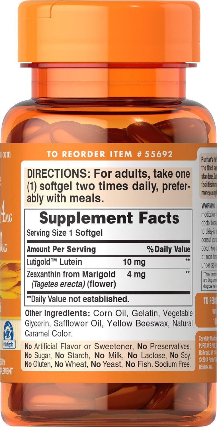 Puritans Pride Zeaxantina 4 mg con luteína 10 mg 60 und