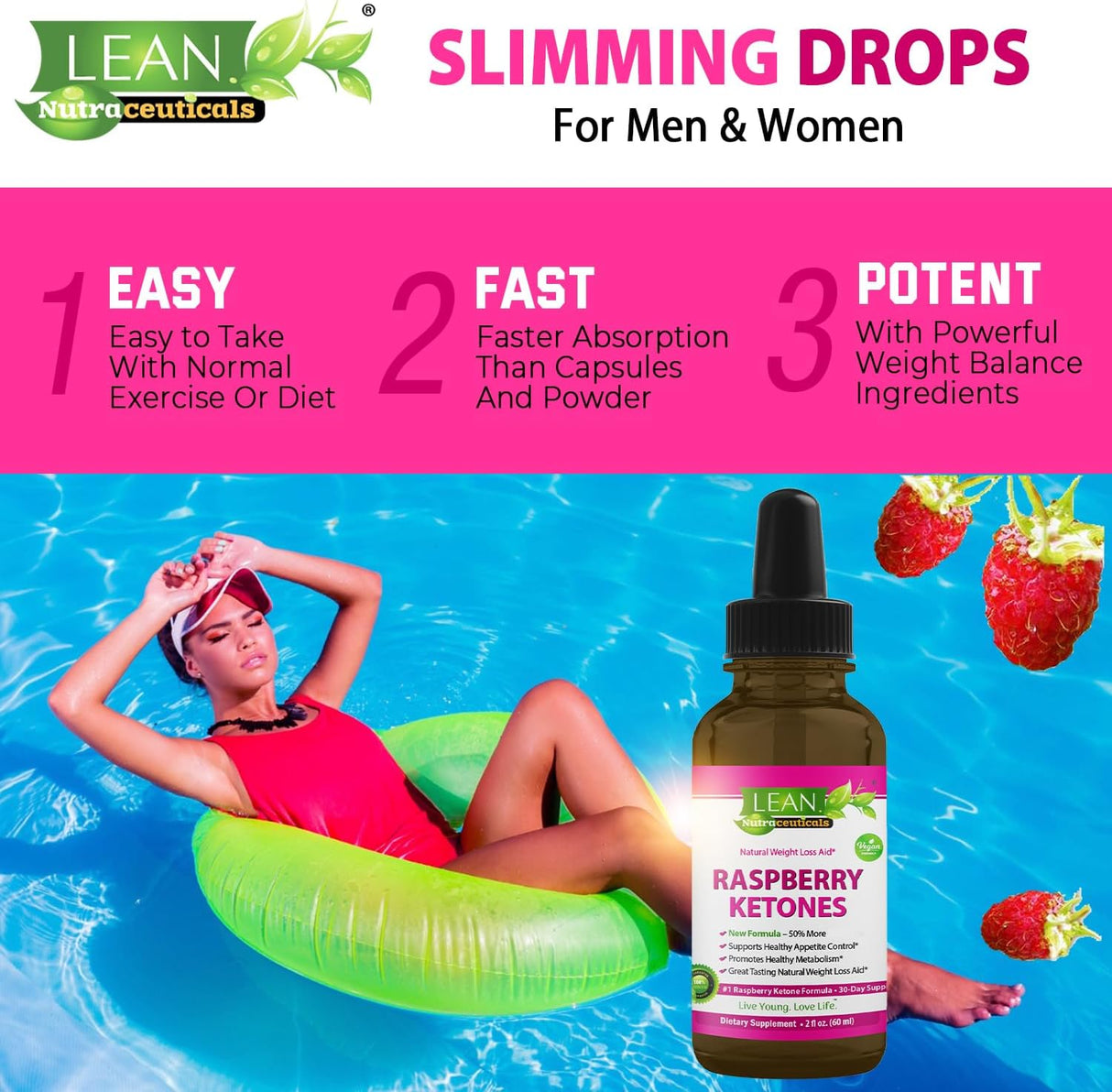 Raspberry Ketone Drops, Antiuñeco, Quemador y Suplemento, 60ml