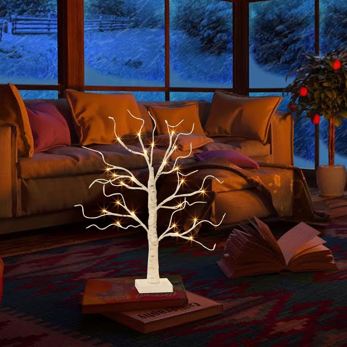 Árbol de Navidad iluminado, decoraciones con luces LED, 22