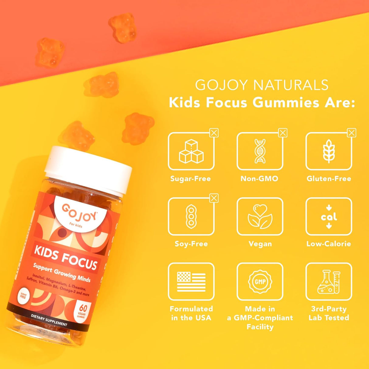 Gummies Niños Enfoque 7 en 1 Veganos Sin Azúcar Kids Focus
