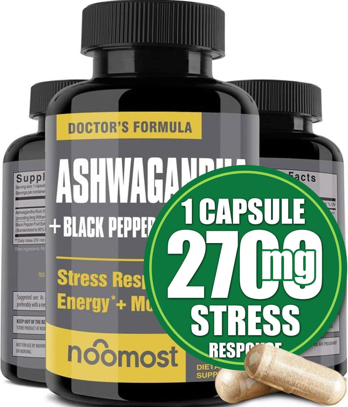 Cápsulas Orgánicas de Ashwagandha 2700mg, Vegan, 2 Meses