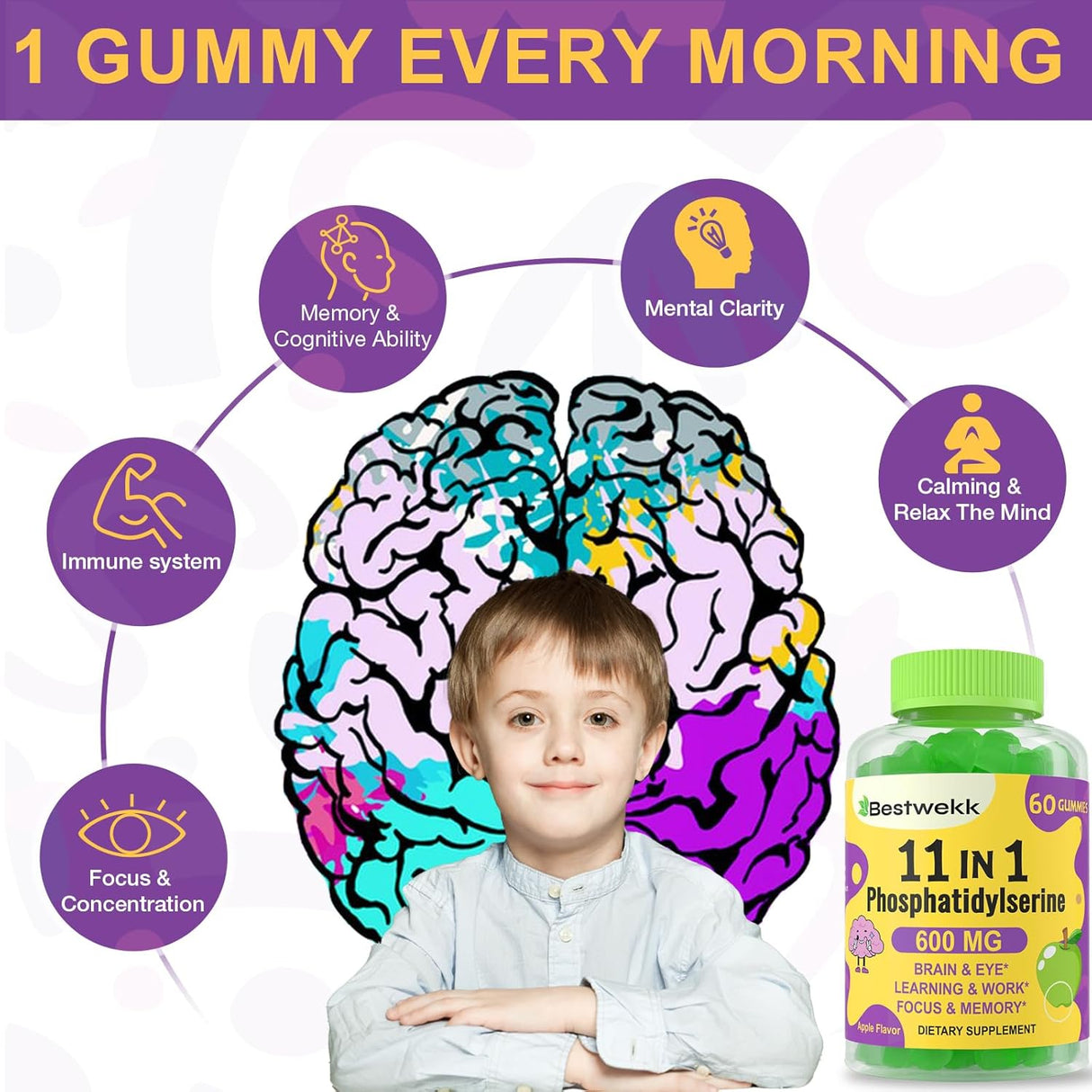 Suplemento de Fosfatidilserina 600mg para Memoria y Concentración