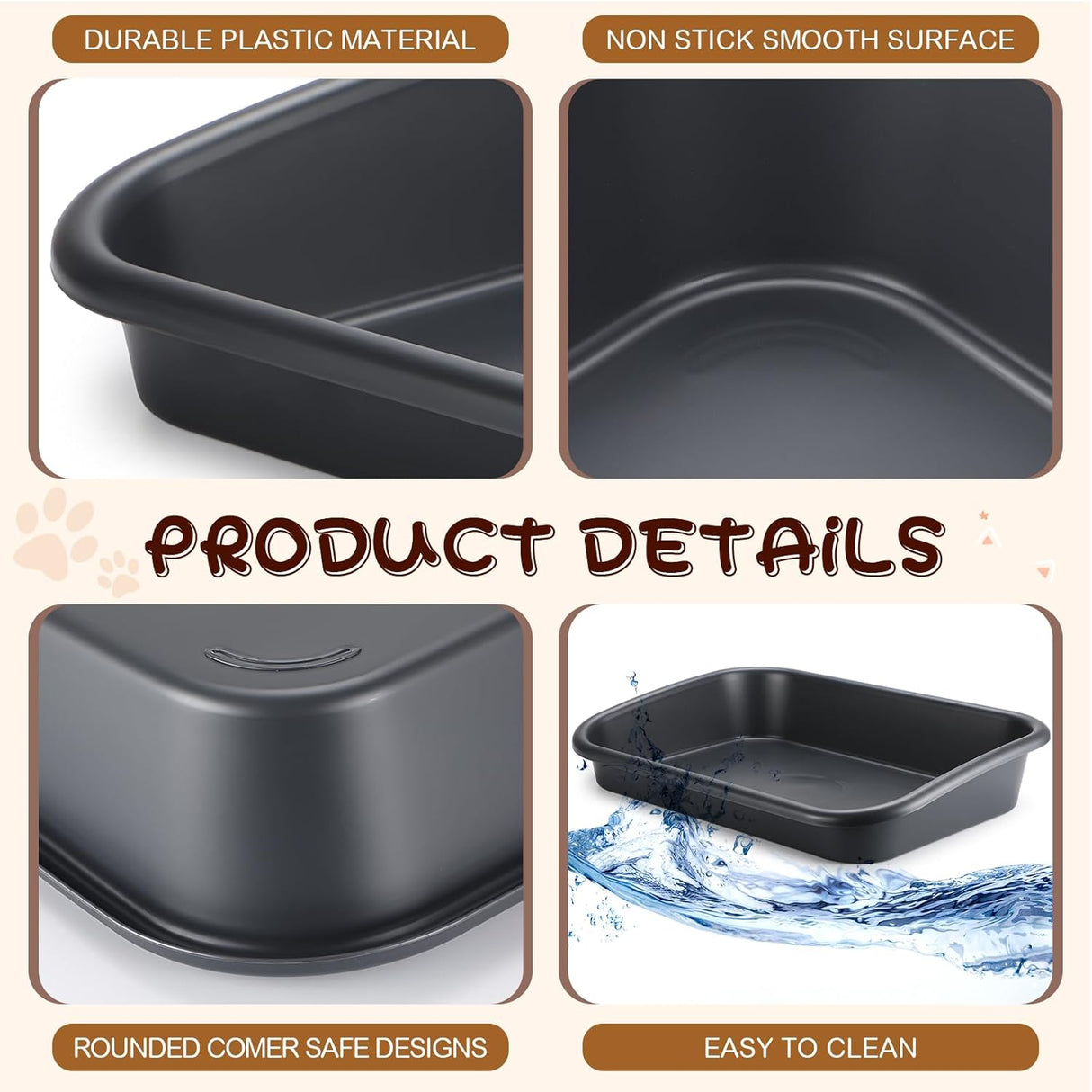 3 cajas de arena para gatos mayores de entrada baja Uiifan