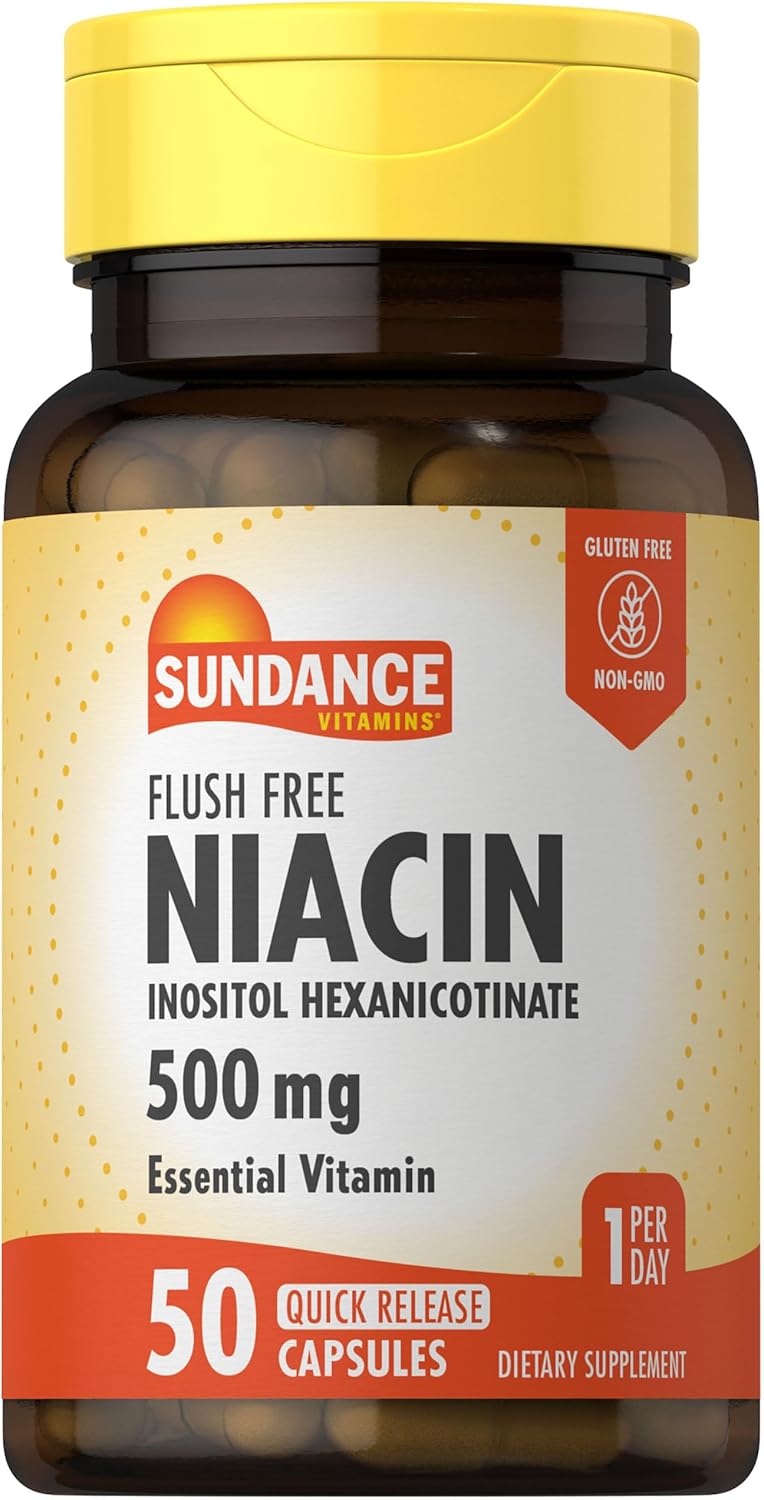 Sundance Flush Free Niacin 500mg | 50 Cápsulas | Sin GMO