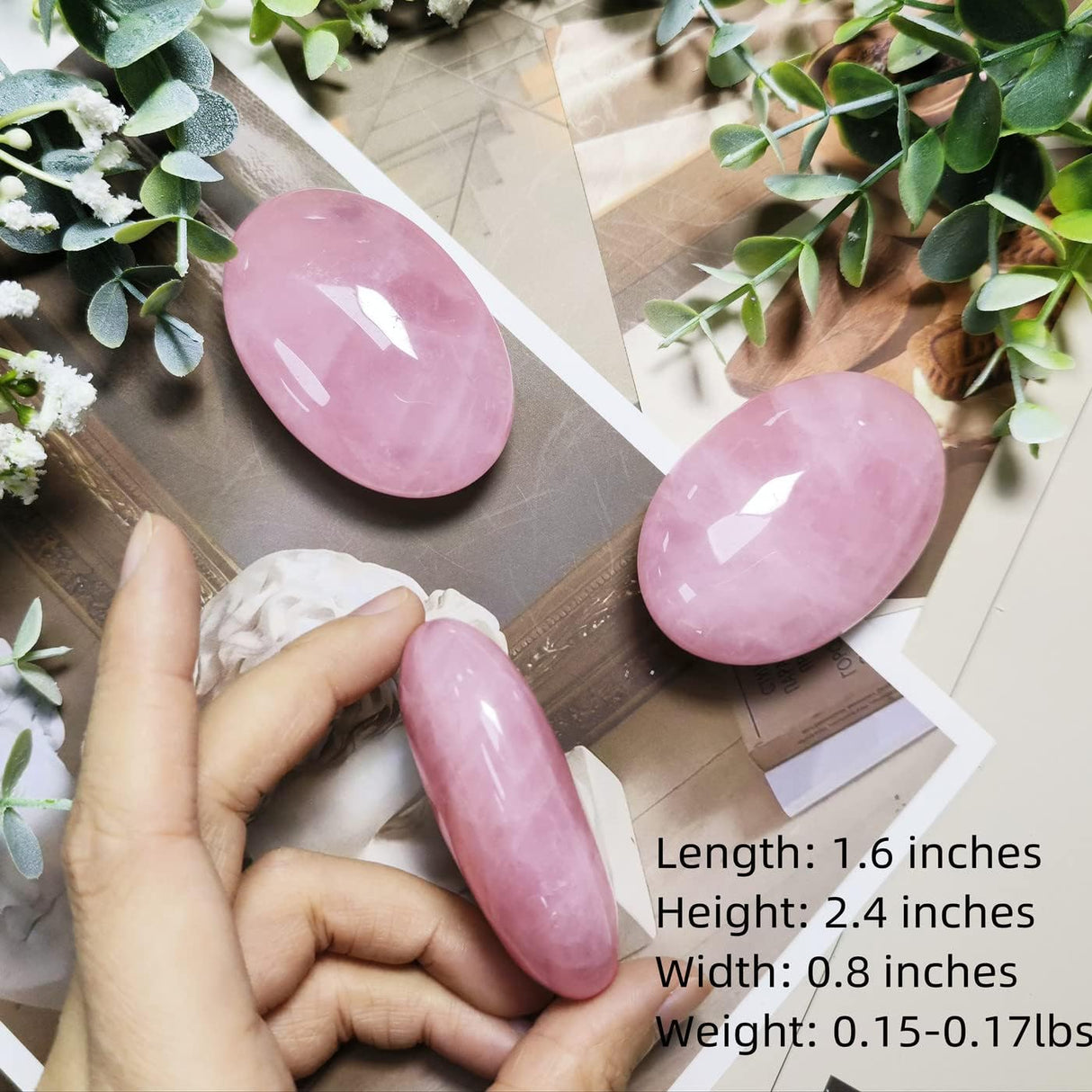 Cristales de cuarzo rosa de 2.4in, cristales curativos