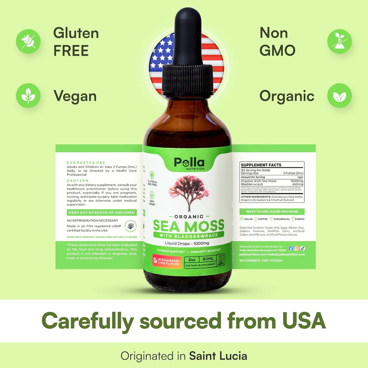 Suplemento Gotas líquidas orgánicas 1000 mg la tiroides