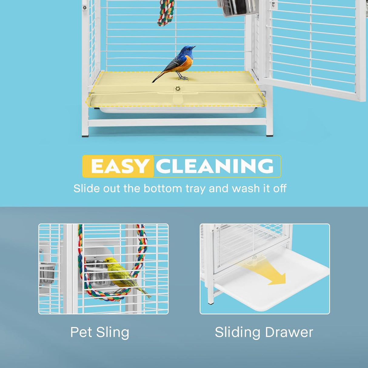 Jaula de viaje de hierro forjado de 19 pulgadas para loros