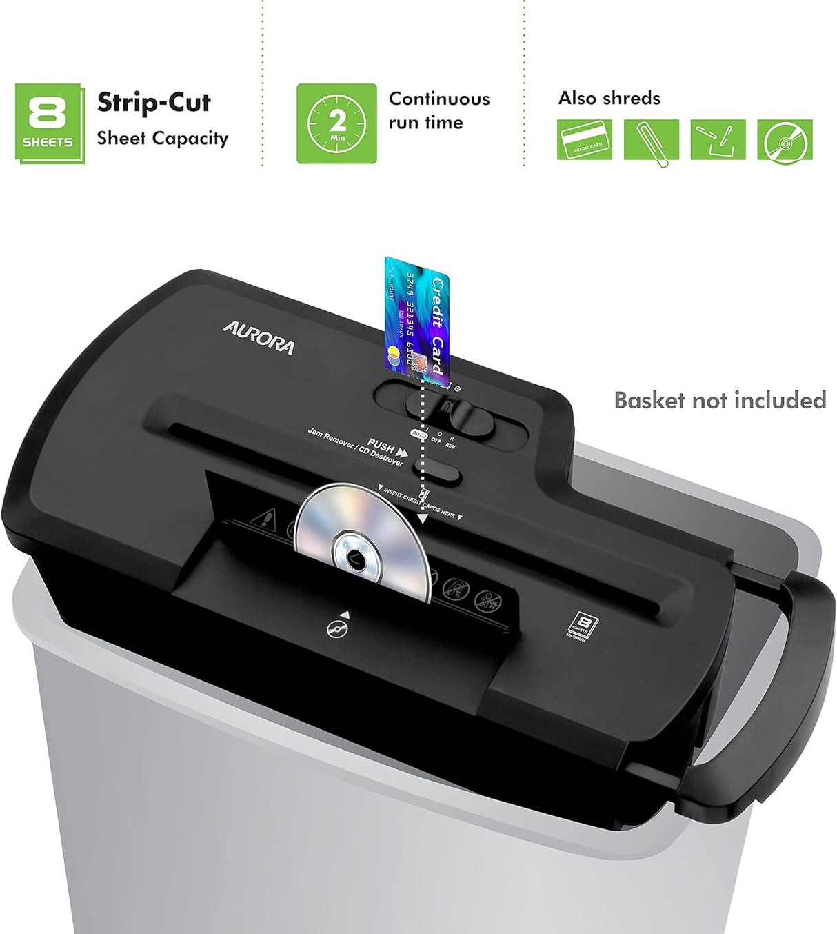 Aurora Destructora de Papel 8 Hojas Sin Papelera