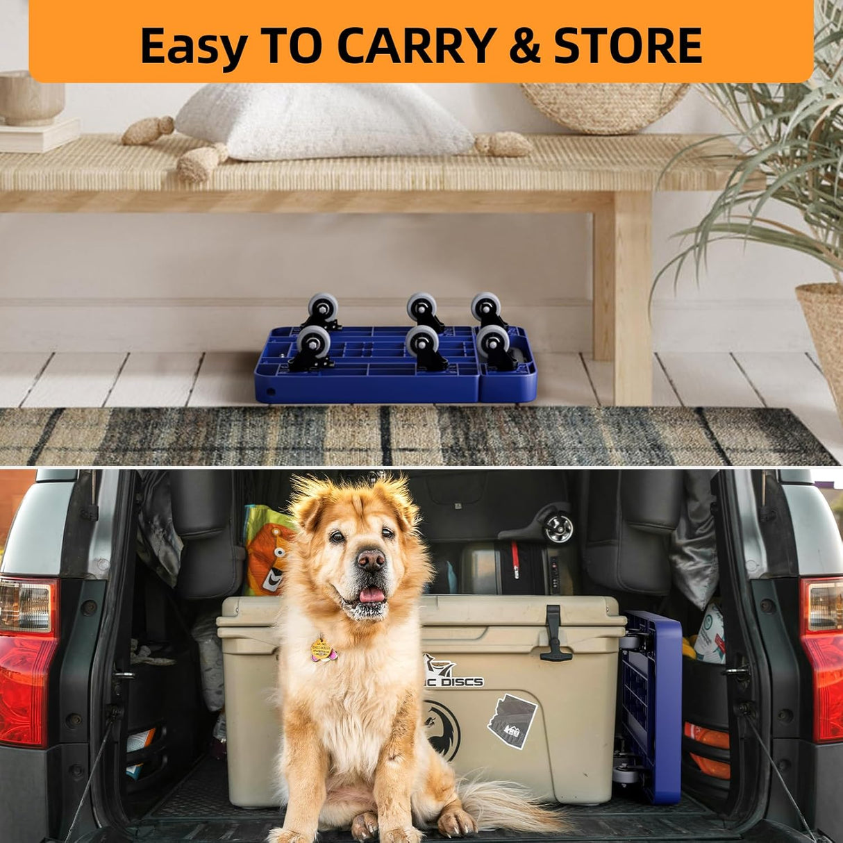 Carretilla Plegable 500 LB, Carro de Carga 6 Ruedas, Modelo A