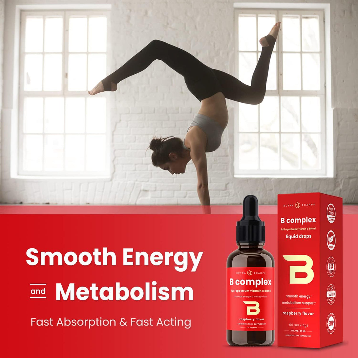 Suplemento Gotas líquidas complejas de vitamina B veganas