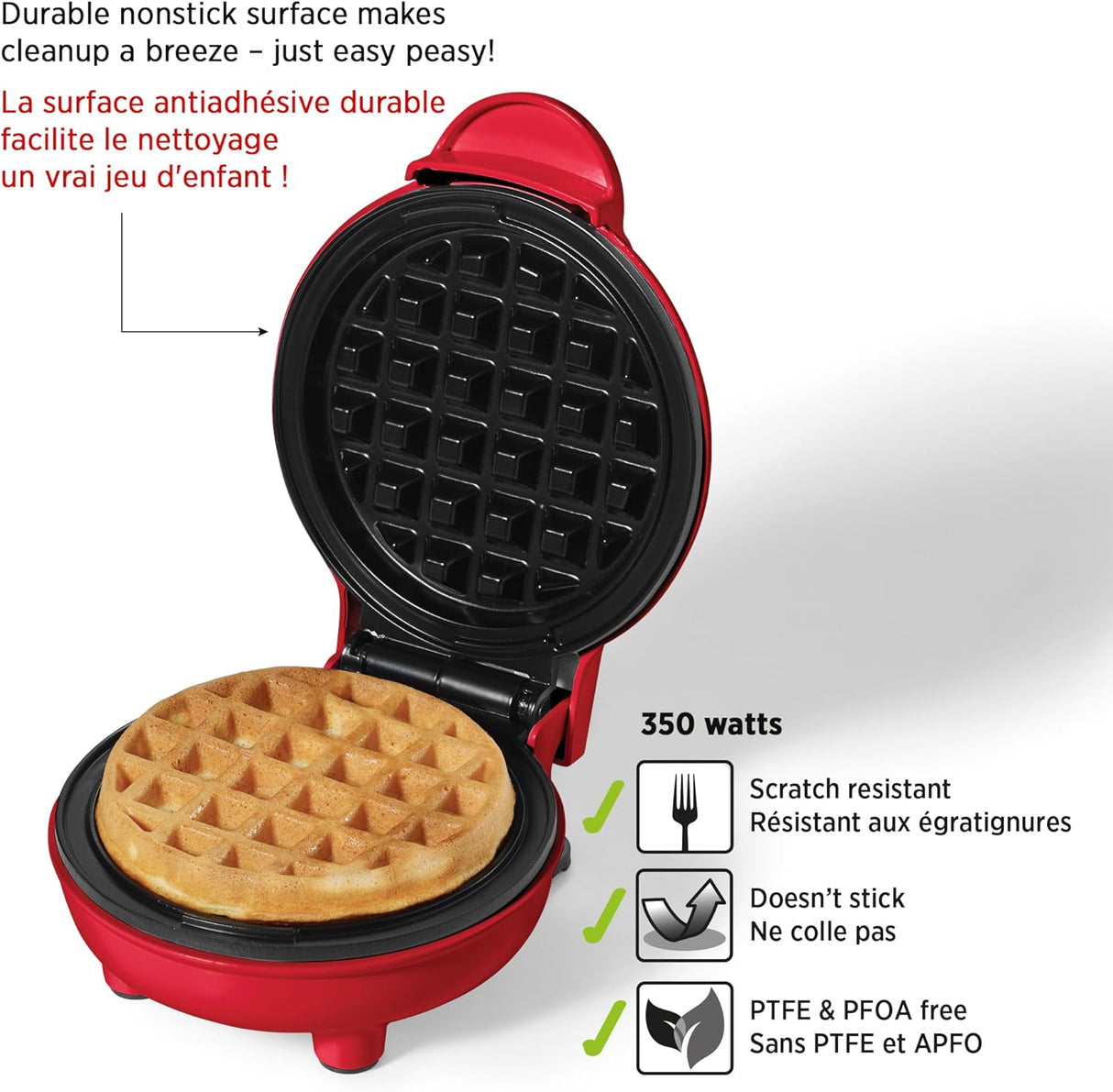 Mini Waffle Maker 4 In. Starfrit, Pequeña Cocina, Modelo 024725