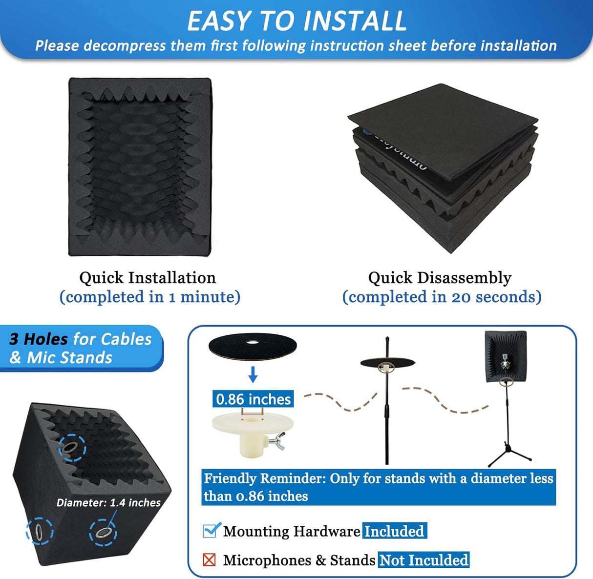 Cabina Vocal Portátil TroyStudio, Aislante Acústico Grande