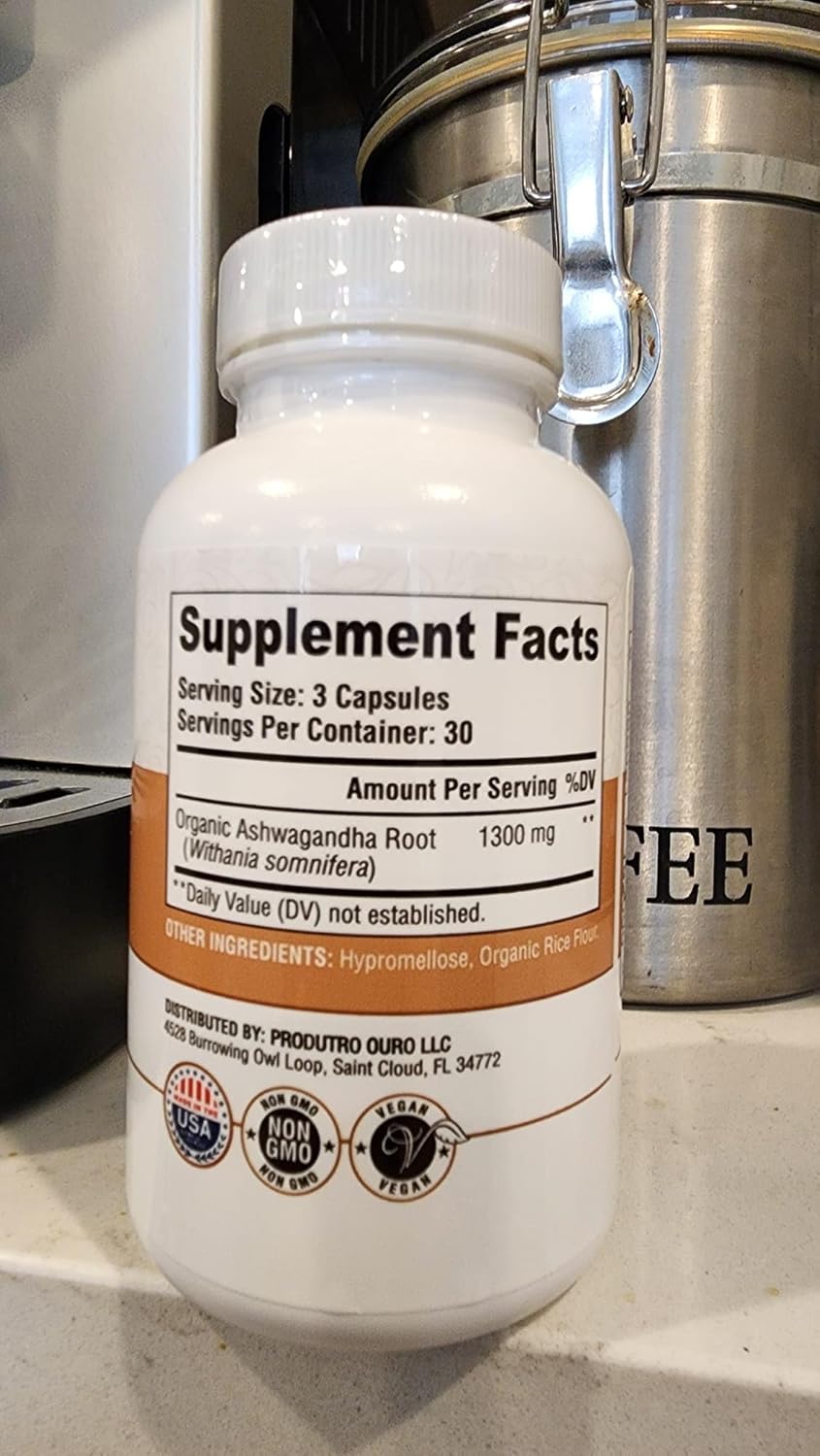 Polvo de Raíz de Ashwagandha 1300mg | Apoyo Metabólico | 90 Cápsulas