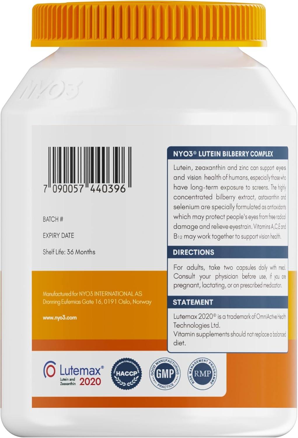 Suplemento de Luteína 20mg y Zeaxantina, Lutemax 2020, 60 cápsulas