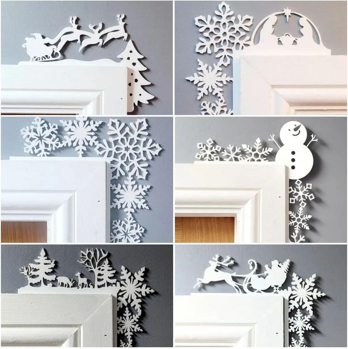 Juego de 6 Adornos de Puerta Navidad, Decoración Divertida