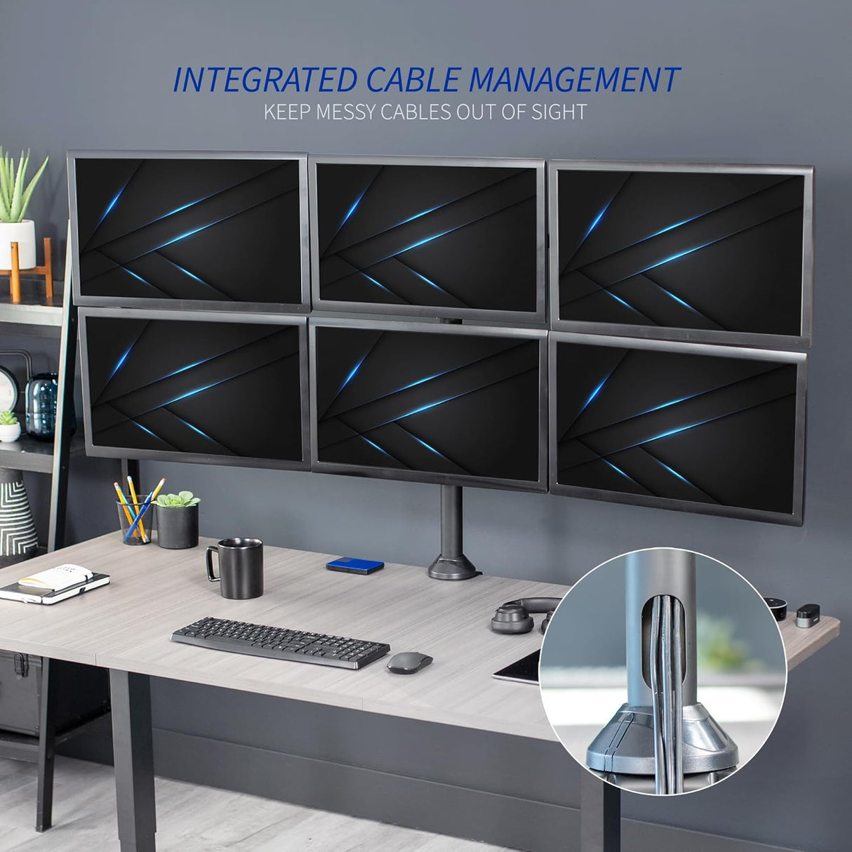 Soporte de Pantalla VIVO para 6 Monitores, Ajustable, STAND-V106A