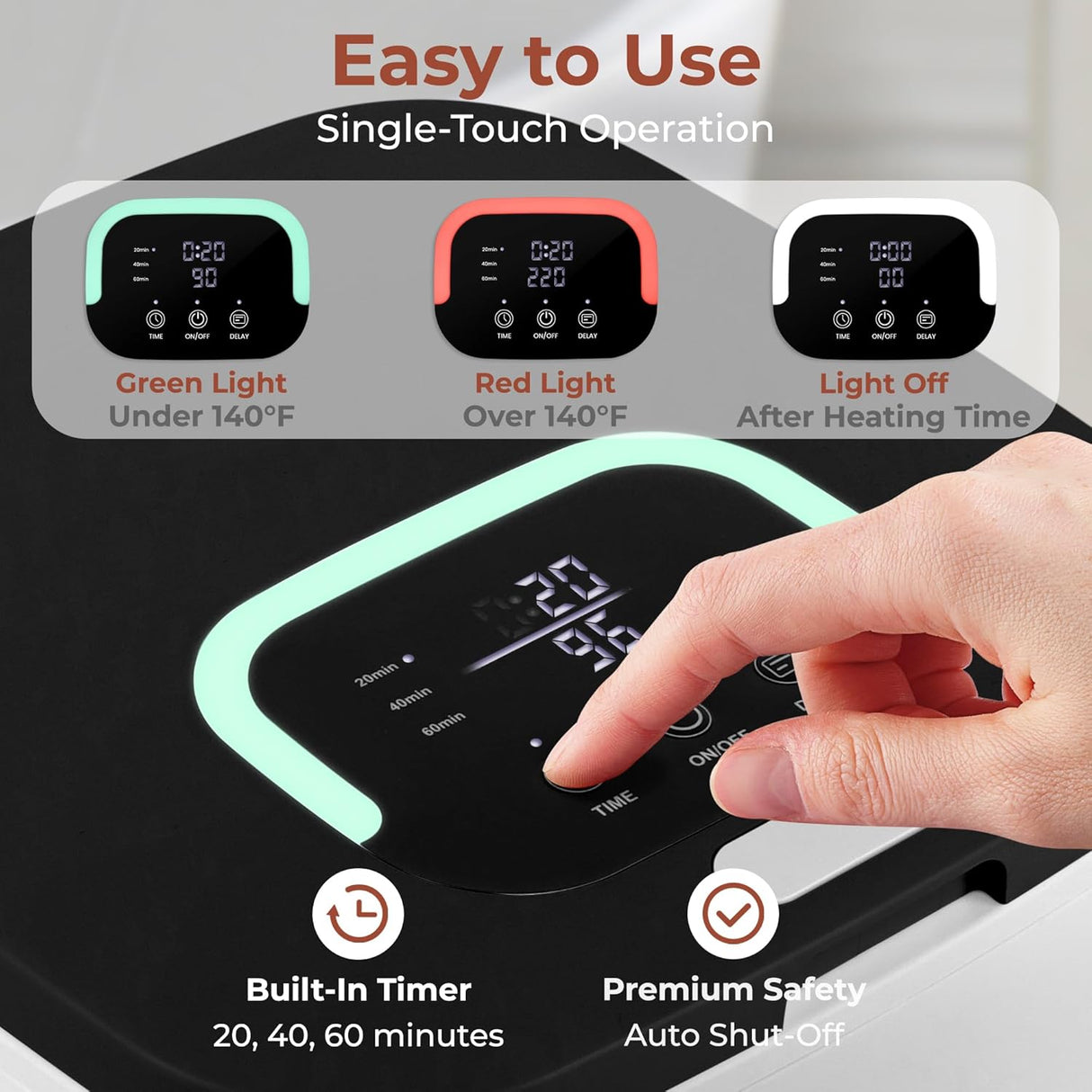 SereneLife SLTLWSQ84 -Calentador con función de temporizador