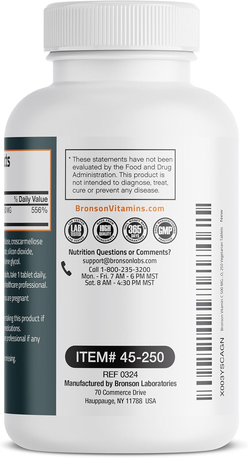 Bronson Vitamina C 500 MG Apoyo Inmunológico 250 Tabletas