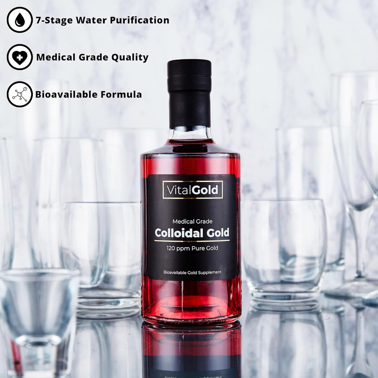 Suplemento de Oro Coloidal 120 PPM - 500ml Ultra Fuerte