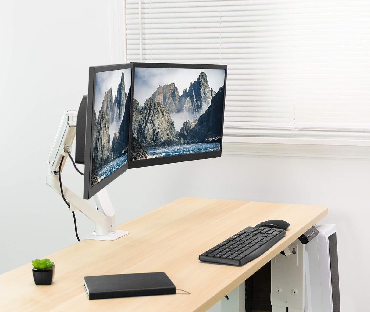 Soporte Doble de Monitor VIVO, Brazo Neumático, STAND-V102OW