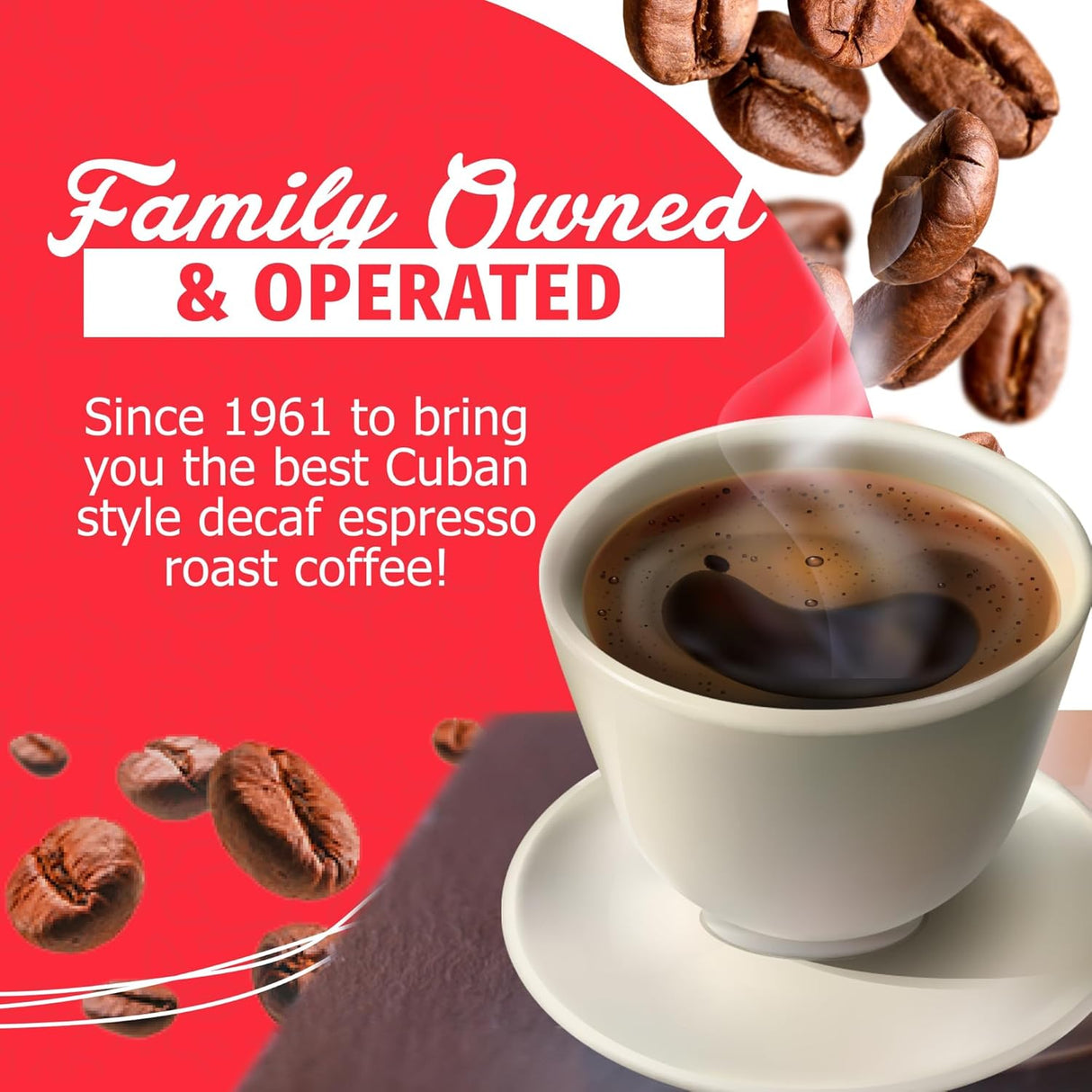 Café Aroma Espresso Descafeinado 8.8oz, Estilo Cubano, 4-Pack