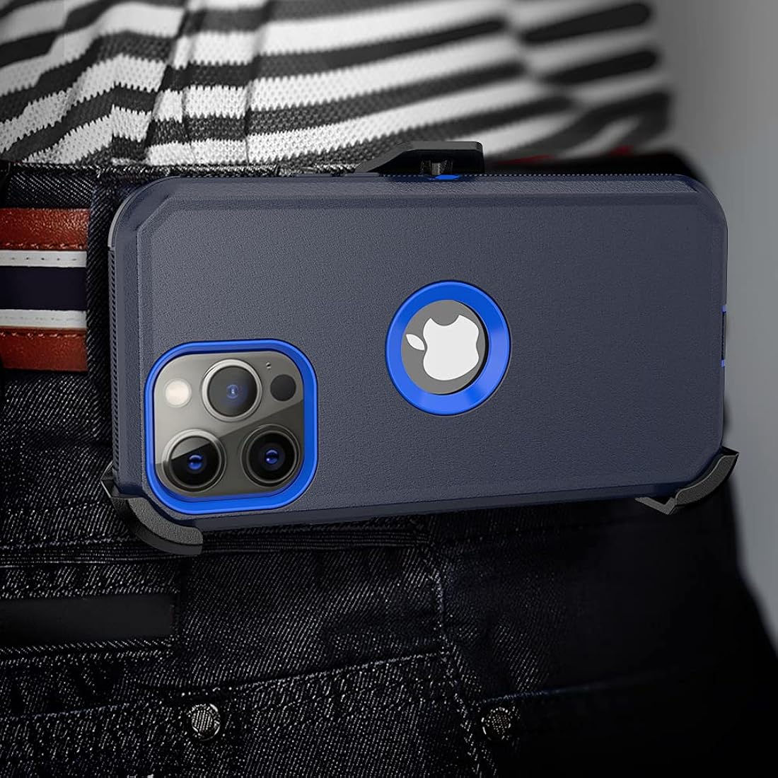 TASHHAR Funda para teléfono iPhone 13 Pro Max, resistente a prueba de golpes, funda protectora con clip para cinturón para Apple iPhone 13 Pro Max 5G 2021 (azul marino)