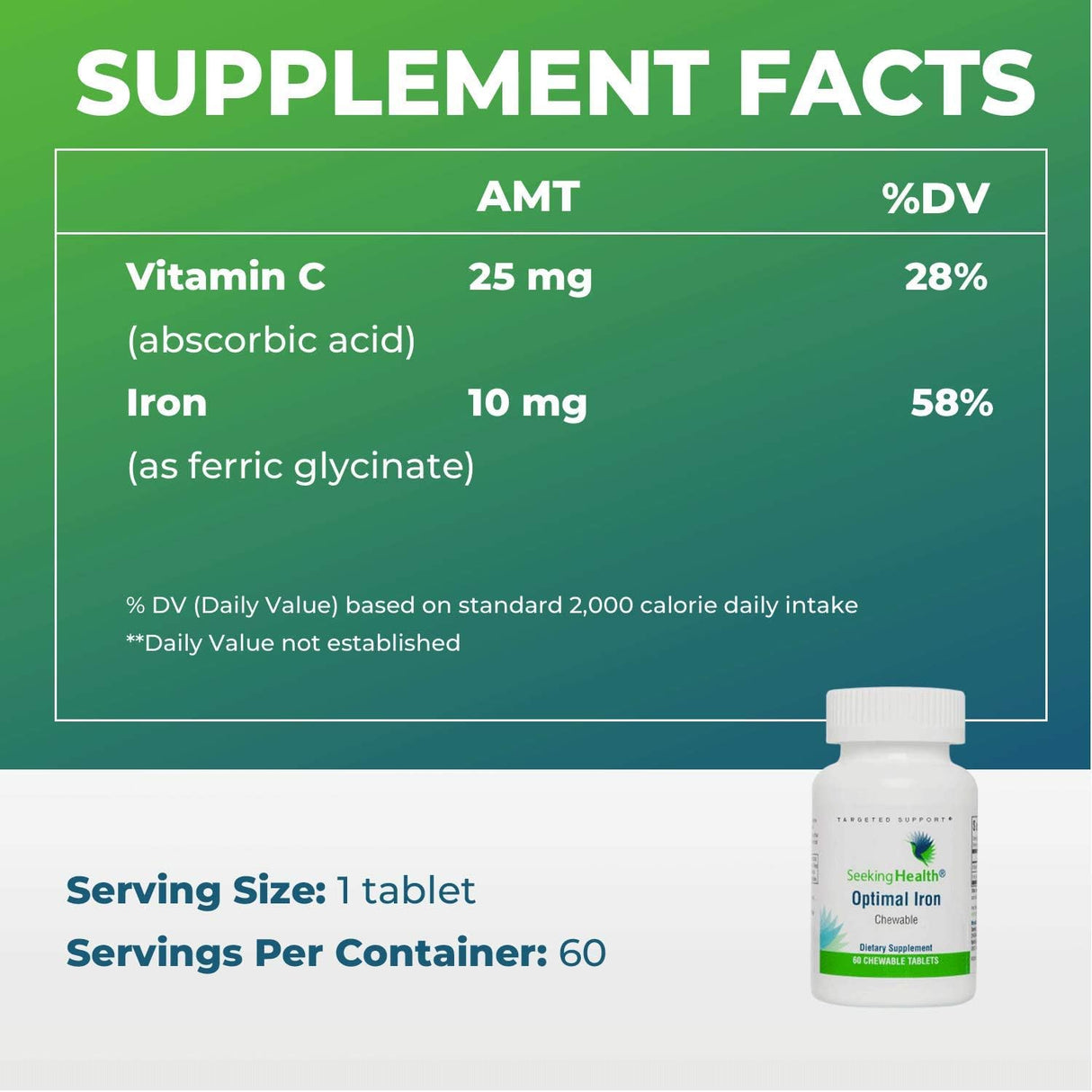 Suplemento Hierro masticable con vitamina C los músculos 60u