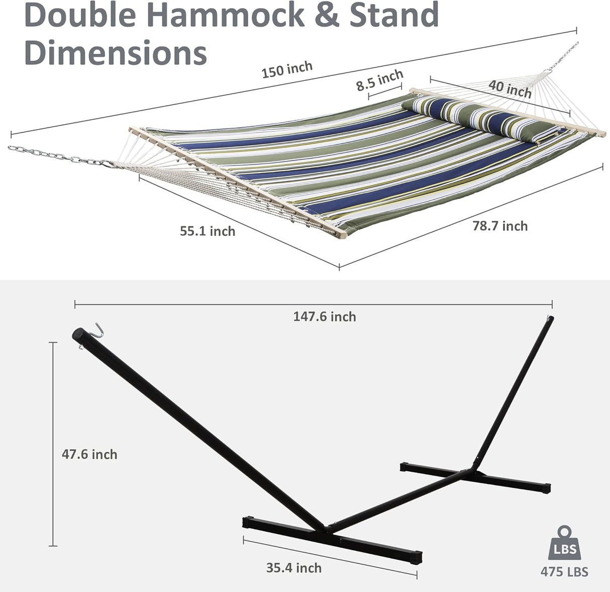 Hamaca Doble SUNCREAT, Extra Grande, Tela Acolchada, Modelo XL