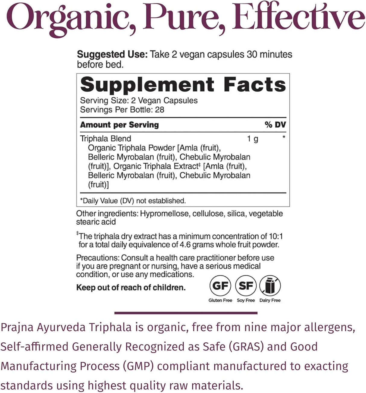 Suplemento Ayurveda Triphala con Amla, Haritaki y Bibhitaki