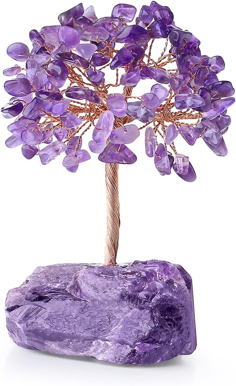 DUQGUHO Árbol de cristal de amatista con piedra preciosa