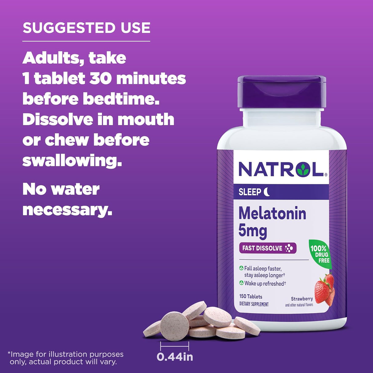 Melatonina 5mg Natrol, tabletas rápidas, 150 tabletas