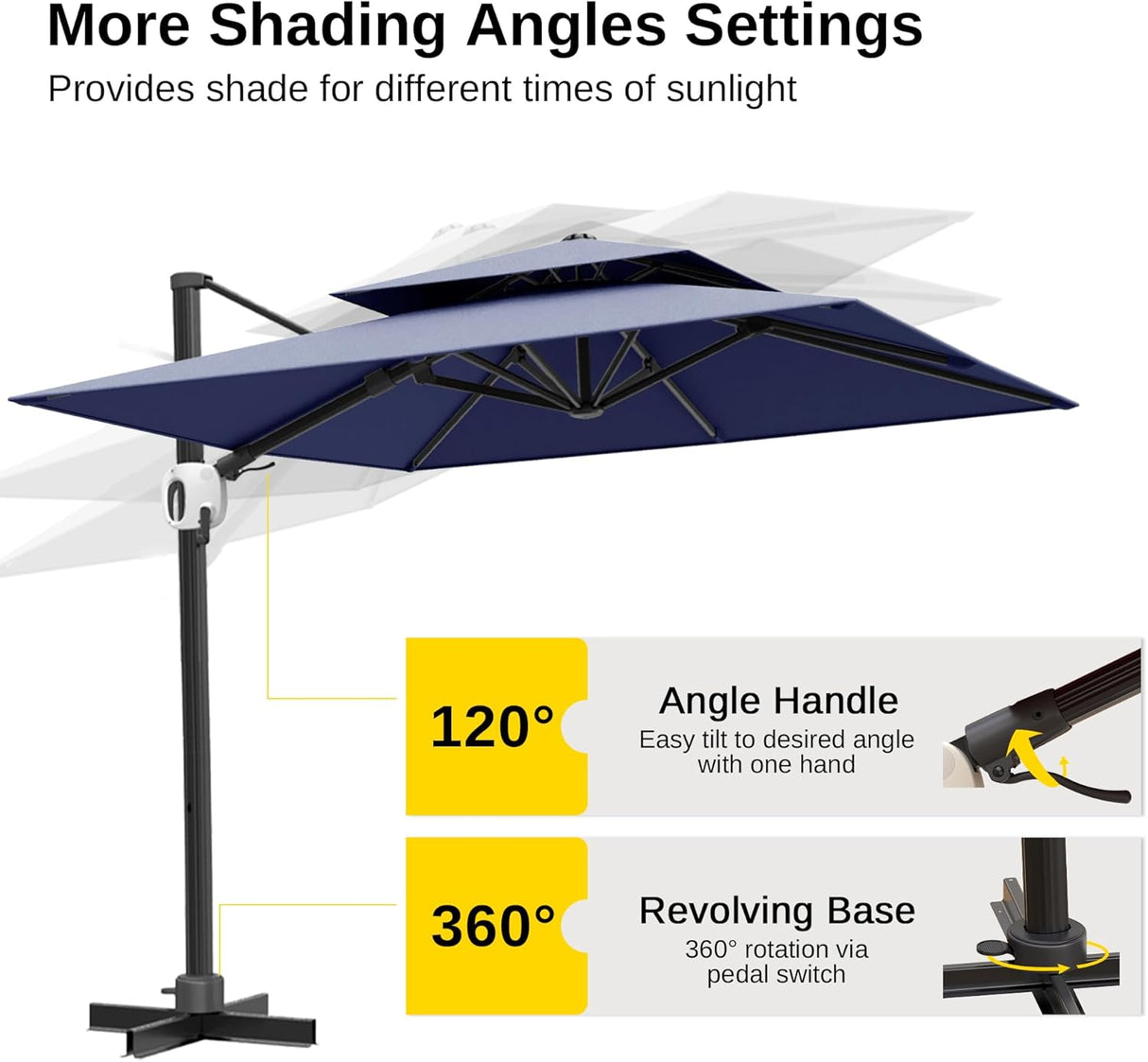 Sombrilla de patio voladiza grande resistente al viento