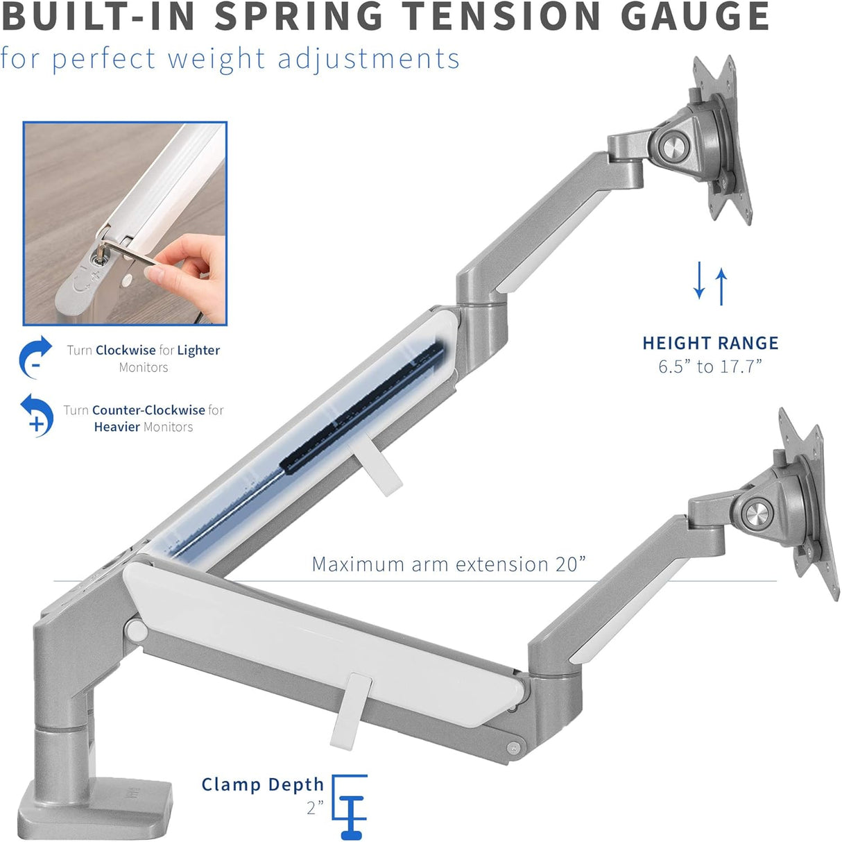 Soporte Doble para Monitores VIVO, Brazo Neumático STAND-V200A