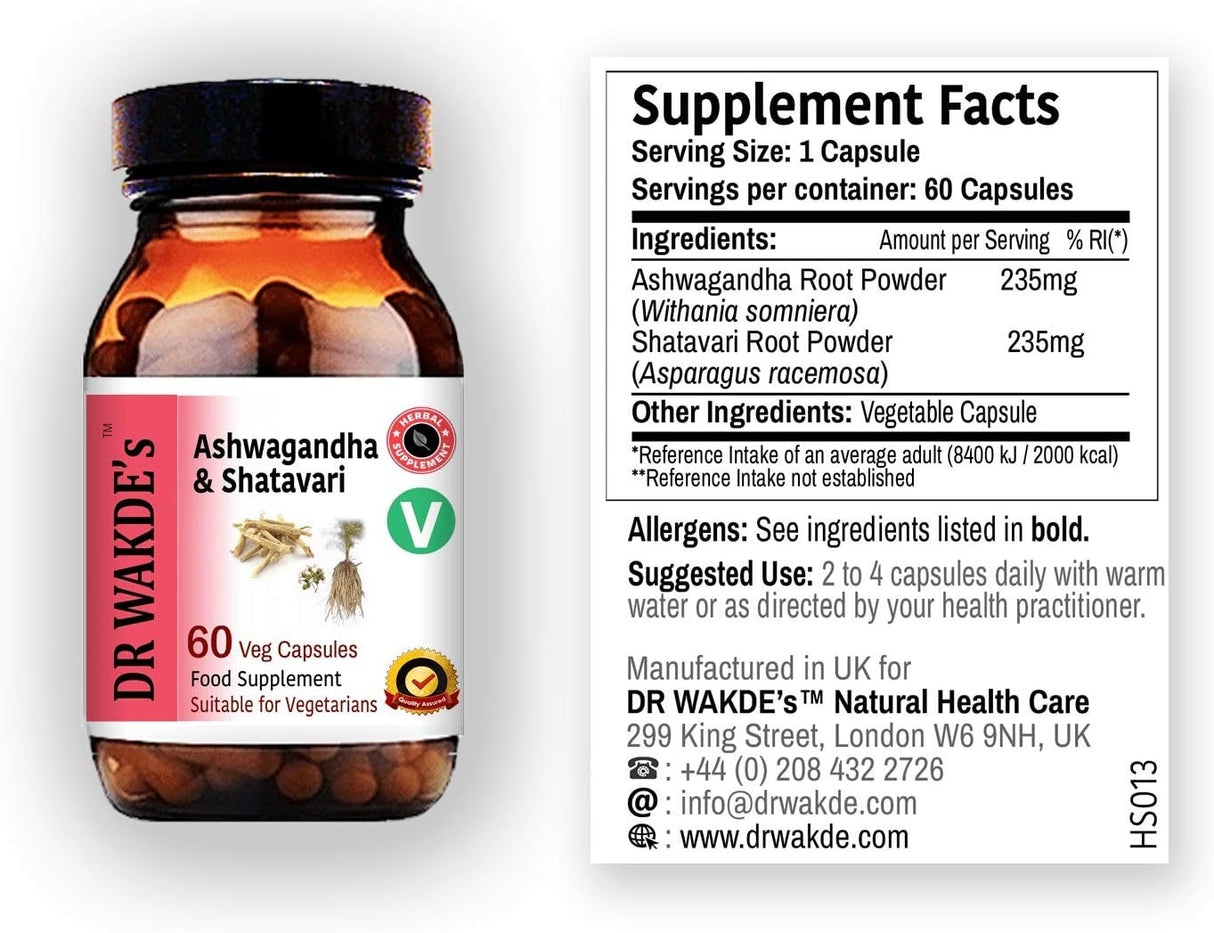 Suplemento Ashwagandha & Shatavari 60 cápsulas vegetales