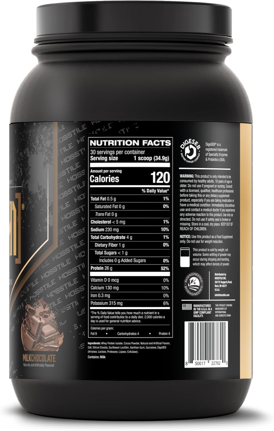HOSSTILE ISO Proteína de Suero con Enzimas Digestivas, 30 servs