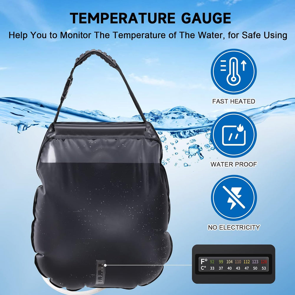 Bolsa de ducha portátil solar, 5 galones/20L