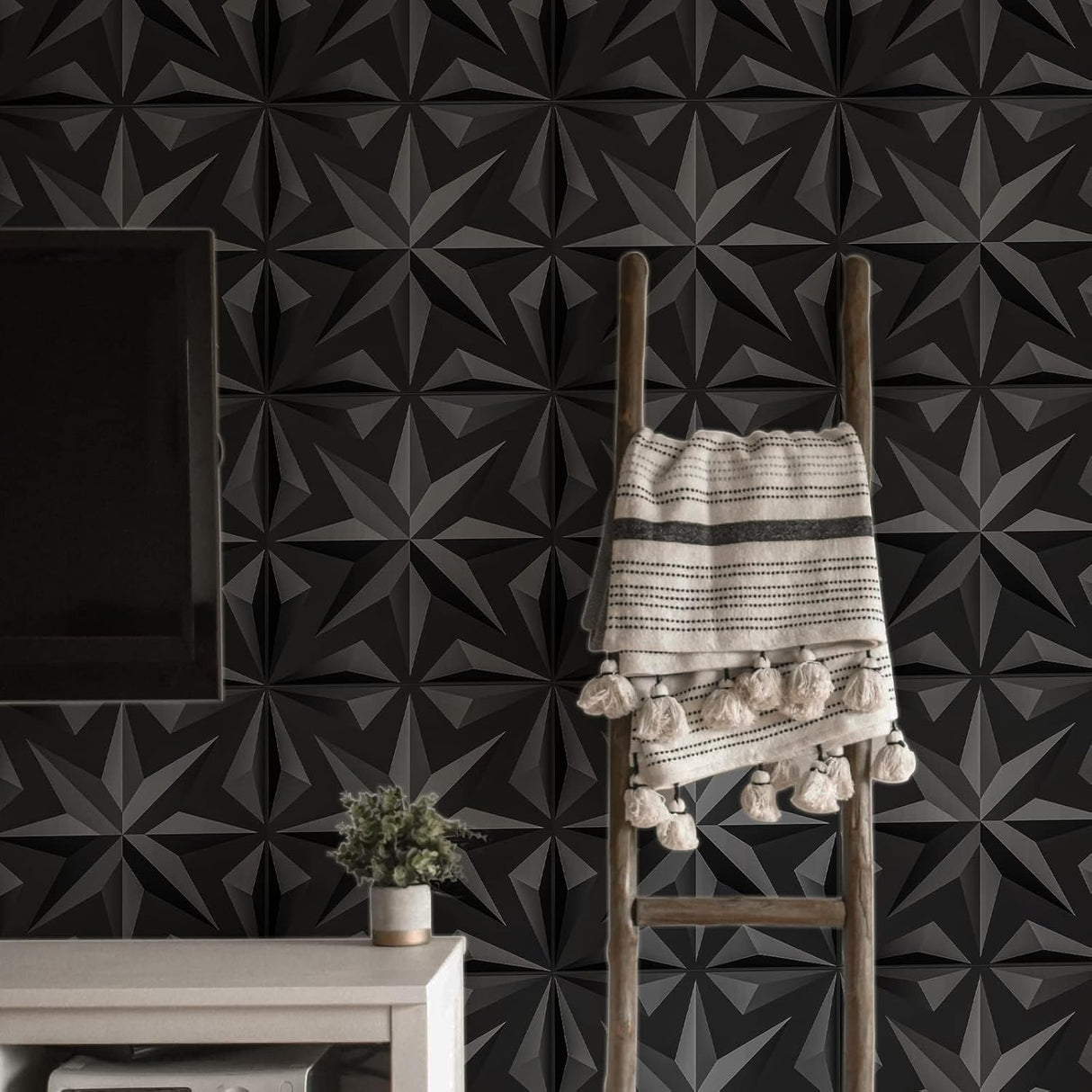 Paneles decorativos de pared 3D con diseño de pétalos negros