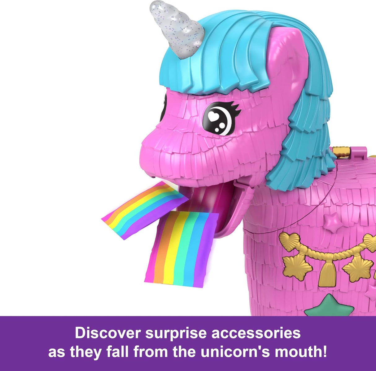 Muñecas Polly Pocket con mascotas y 25+ sorpresas, Fiesta Unicornio