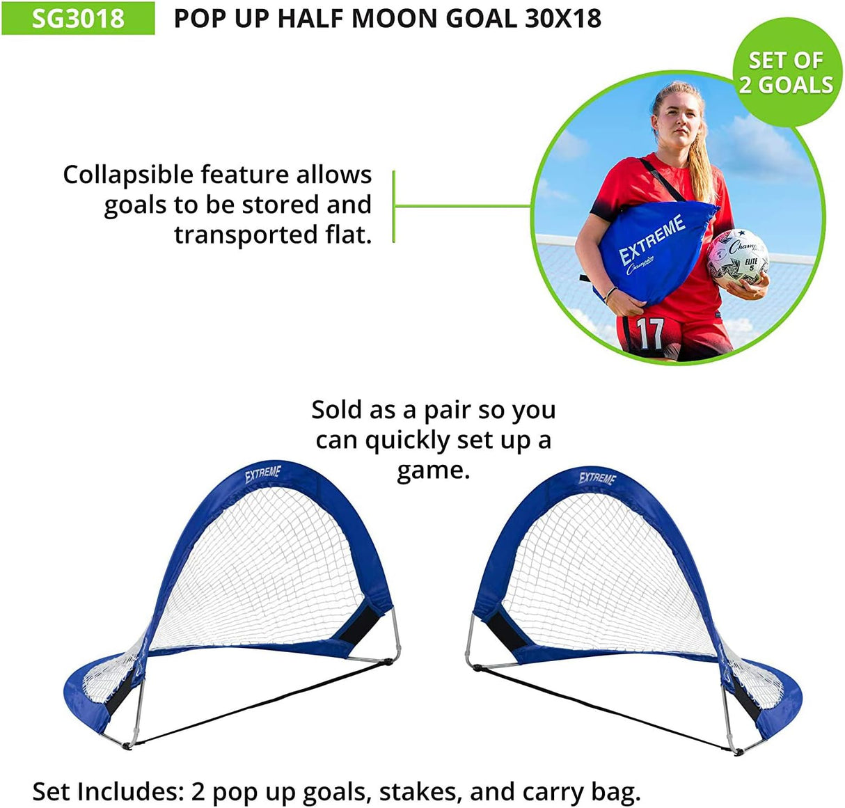 Pack 2 porterias de futbol plegables, facil de armar y llevar