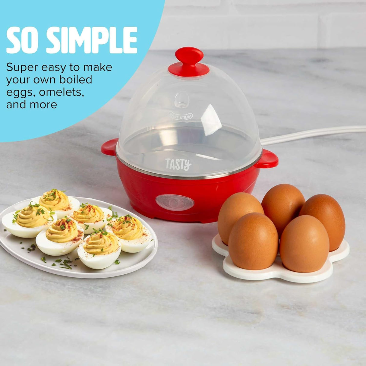 Cocinador de Huevos Tasty, 5 Huevos, Apagado Automático, Mini