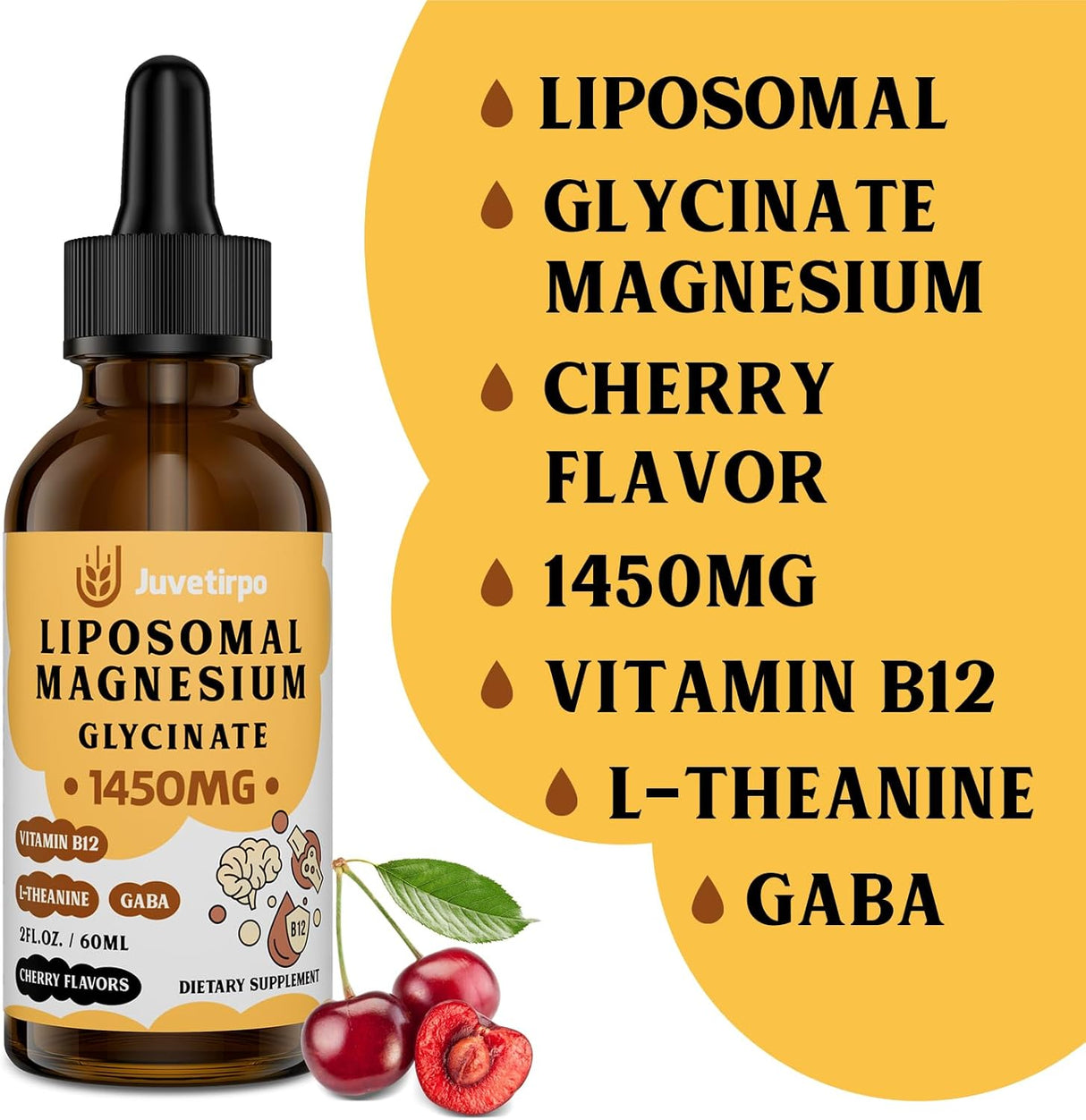 Suplemento Gotas líquidas de magnesio con sabor a cereza