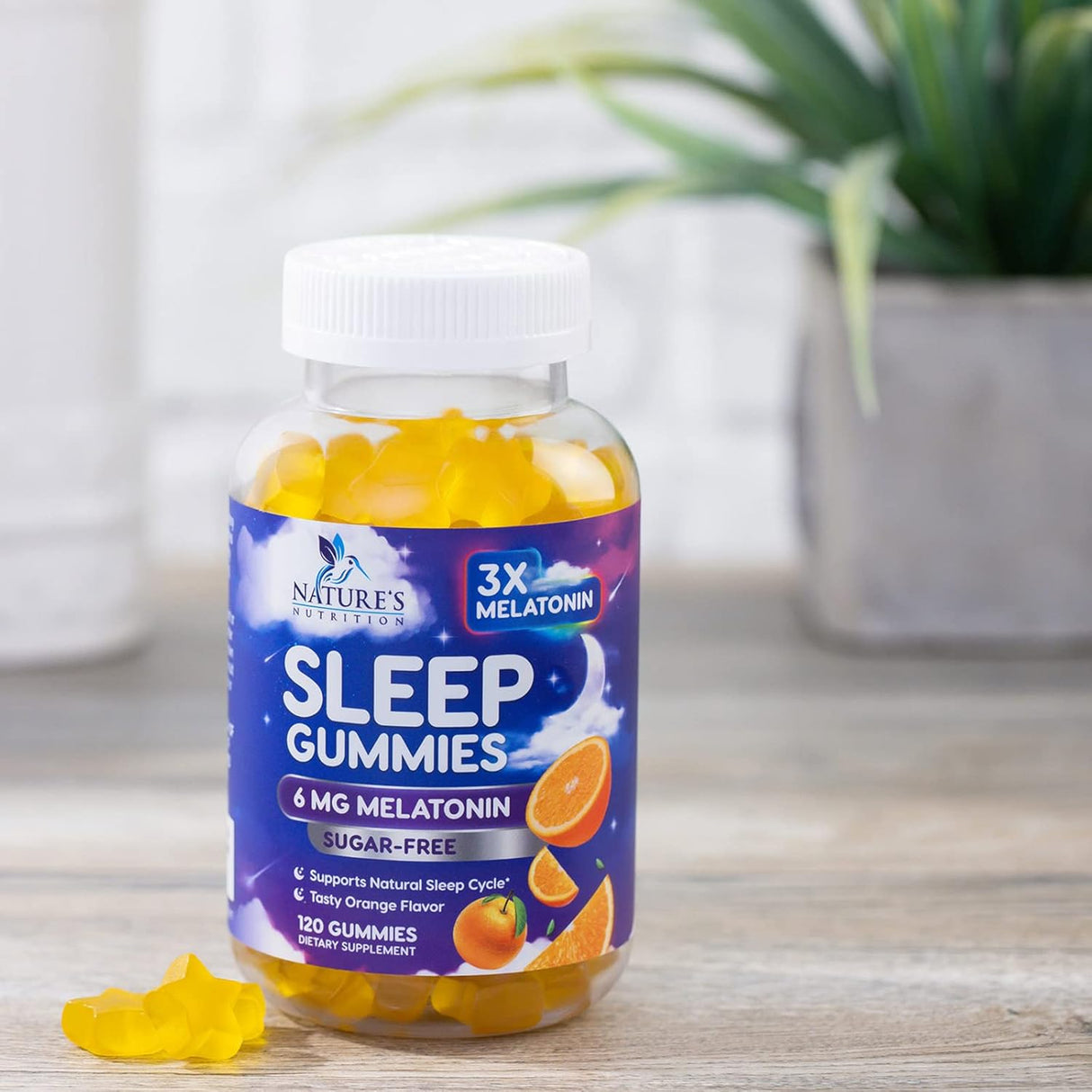 Gomitas de Melatonina Sin Azúcar 6 mg - 120 Gummies Extra Fuerza